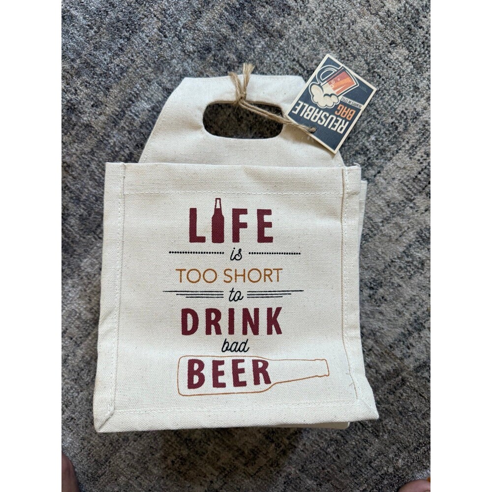 NWT, Reusable Beer Canvas Bag, 6 Pack Holder
